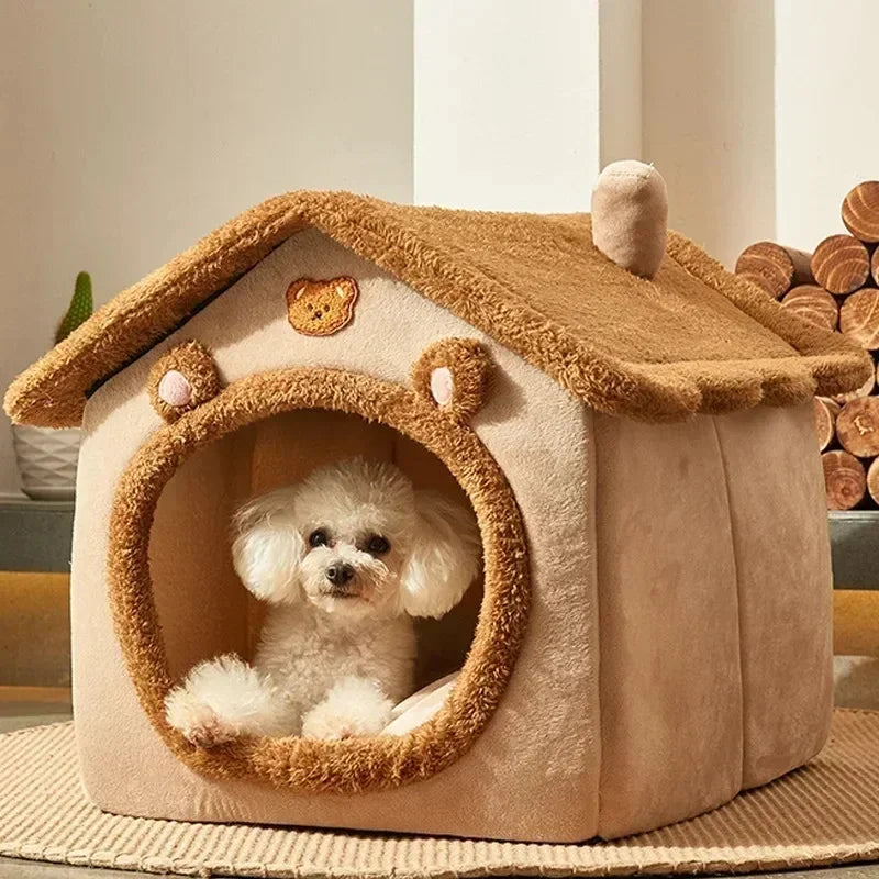 Foldable Pet House with Mattress – Winter Bed for Dogs & Cats