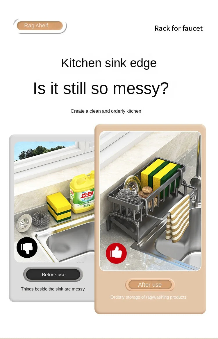 Kitchen Sink Sponge & Cleaning Cloth Storage Rack