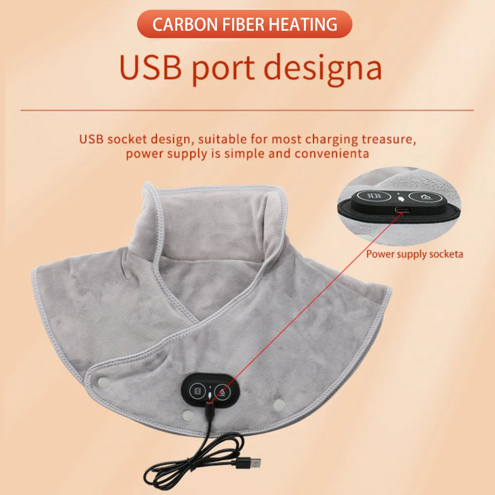Electric Heated Shoulder & Neck Massager – USB Vibrating Wrap