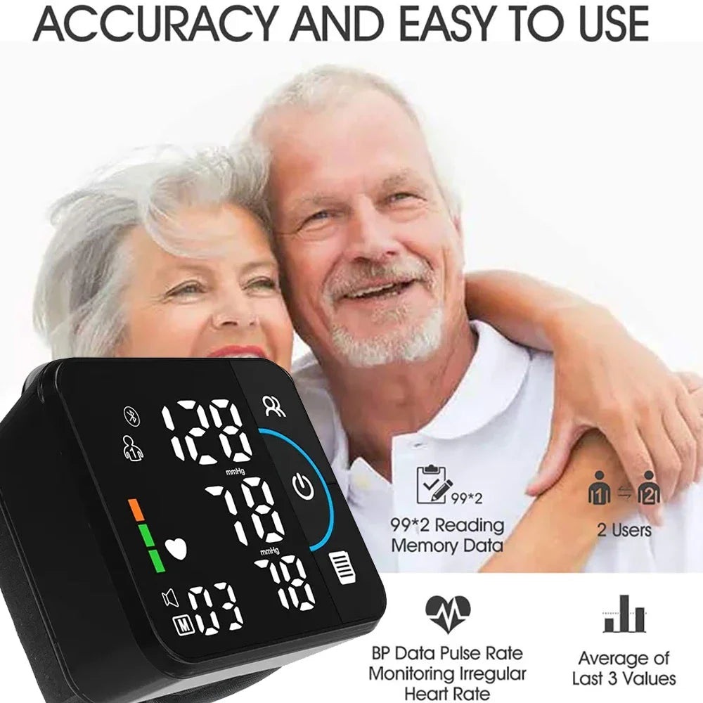 Smart Wrist Blood Pressure Monitor – Bluetooth & Voice