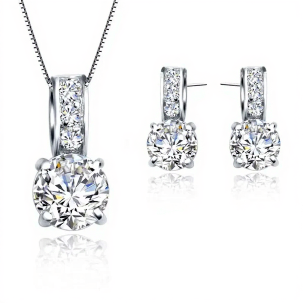 Luxury 925 Silver CZ Bridal Set